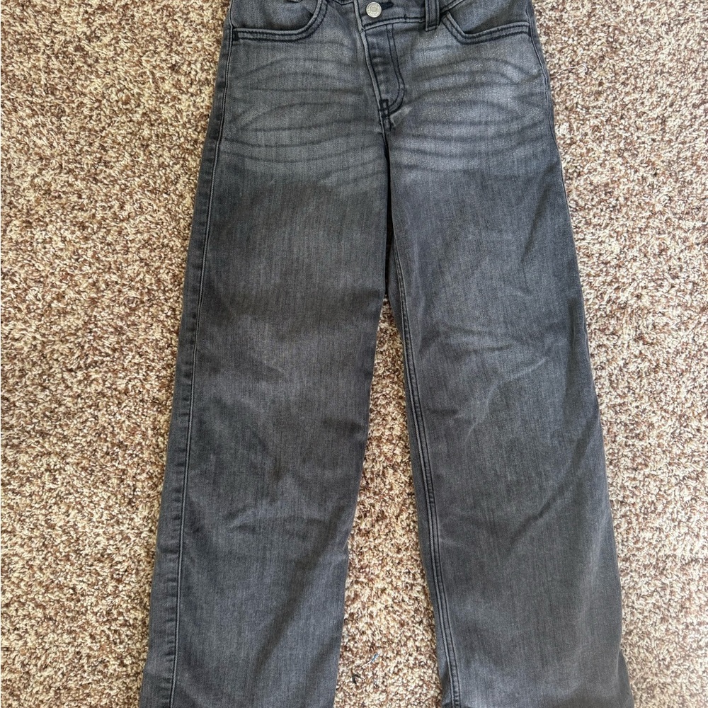 Abercrombie girls Kids faded black 7/8 long denim jeans soft stretchy 2024 seaso